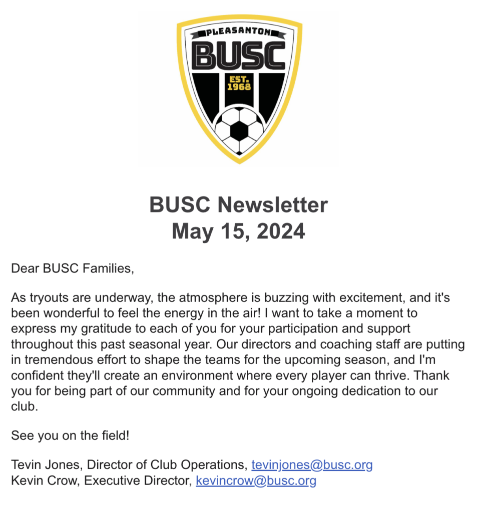 BUSC May 2024 Newsletter